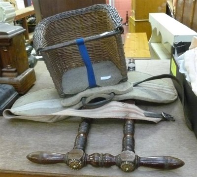 Lot 723 - A child's basketry horse saddle and a 19th century boot jack (2)