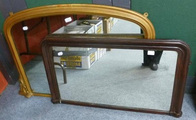 Lot 755 - A gilt wood overmantel mirror and a small mahogany mantel mirror