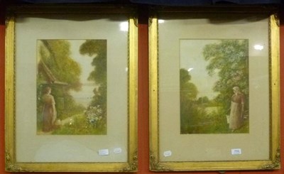 Lot 759 - Pair watercolour rural scenes, Frederick Hines