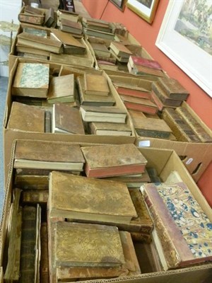 Lot 762 - A quantity of leather bound antiquarian books, mostly 18th century (seven boxes)