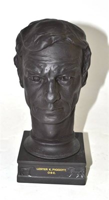 Lot 5 - A Wedgwood limited edition black basalt bust of Lester Piggott, boxed