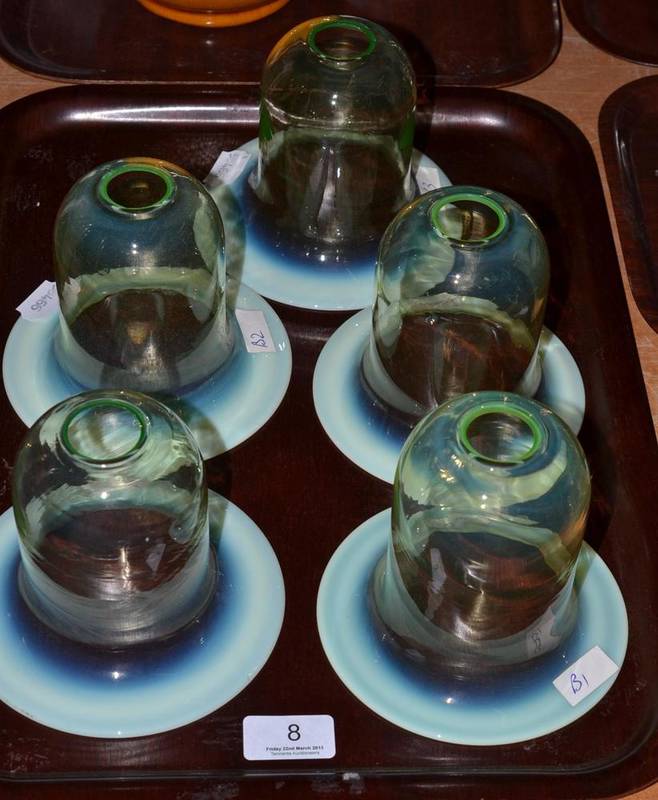 Lot 8 - Five green glass Vaseline shades
