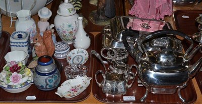 Lot 14 - Quantity of china, Royal Crown Derby and assorted silver plate (on two trays)