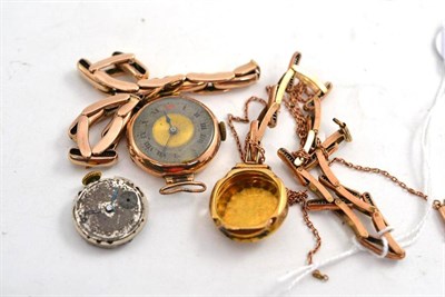 Lot 63 - A watch and damaged expanding bracelet, another (a.f.) and a chain