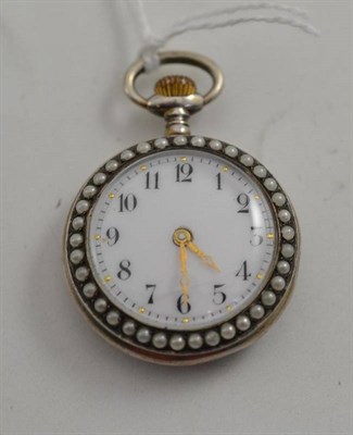 Lot 64 - A lady's enamel fob watch