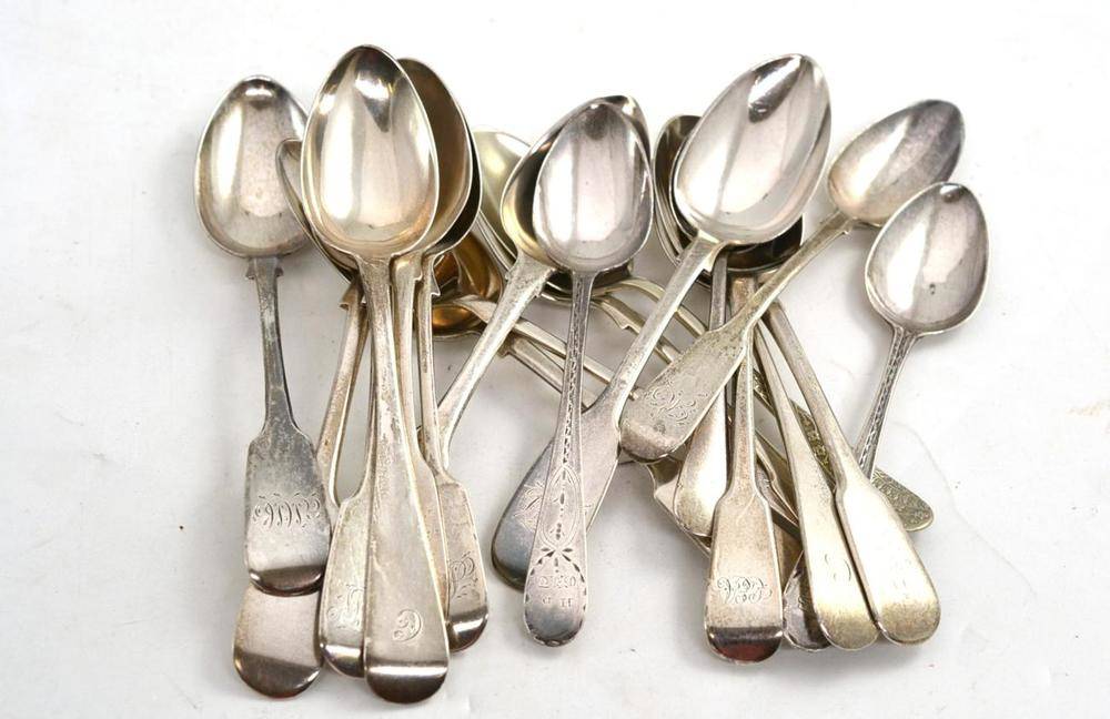 Lot 73 - Assorted Exeter silver teaspoons and other spoons etc