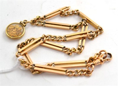 Lot 78 - An albert chain, stamped '15'