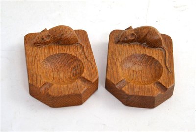 Lot 90 - A pair of Robert 'Mouseman' Thompson oak ashtrays