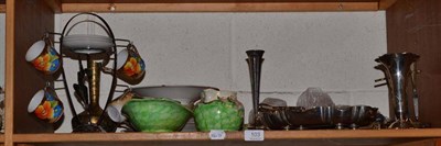 Lot 103 - A silver swing handled basket, silver vase, a cuckoo clock, Maling ceramics etc