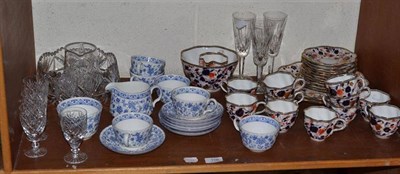 Lot 106 - Coalport Imari palette tea service, Minton Shalimar pattern tea wares and Waterford cut glass ware