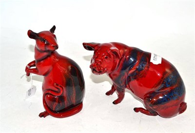 Lot 115 - Two boxed Royal Doulton flambe figures '2007 Year of the Pig' and '2008 Year of the Rat'