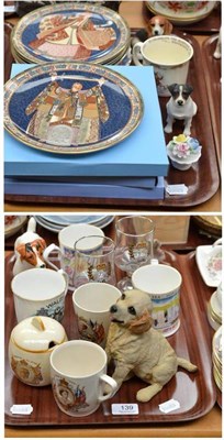 Lot 139 - Three Wedgwood plates, Minton plates, assorted figures, Bunnykins mug, etc