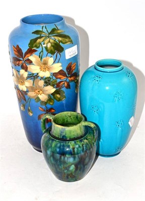 Lot 145 - A Burmantofts vase, a Leeds Art Pottery pattern vase and a Dunmore vase (3)