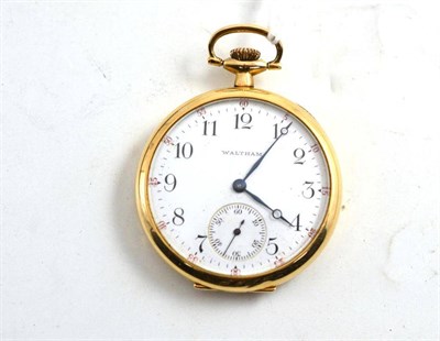 Lot 171 - An open faced pocket watch, case stamped '14k'