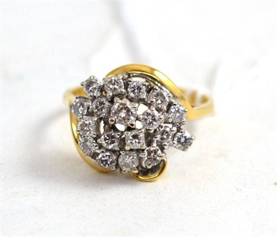 Lot 176 - An 18ct gold diamond cluster ring, total estimated diamond weight 1.20 carat approximately