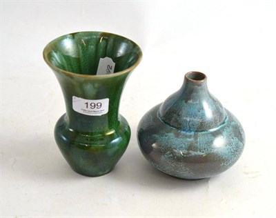 Lot 199 - A Pilkingtons (Royal Lancastrian) green vase and another chipped