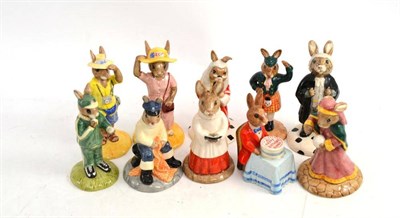 Lot 216 - Ten Royal Doulton Bunnykins figures