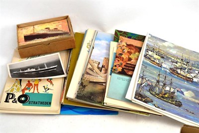 Lot 222 - A collection of shipping menus and a box of shipping postcards