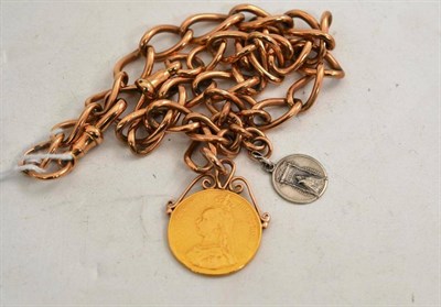 Lot 239 - An Albert chain with an 1887 soldered full sovereign