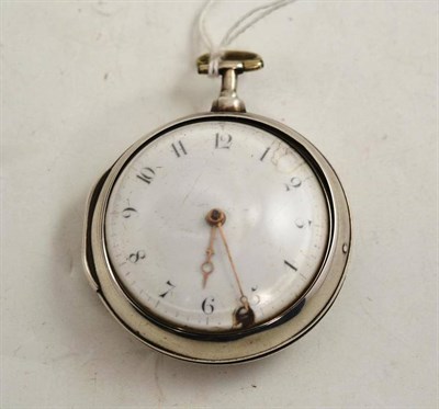 Lot 246 - A silver pair cased pocket watch, verge movement signed Ja Thompson, London