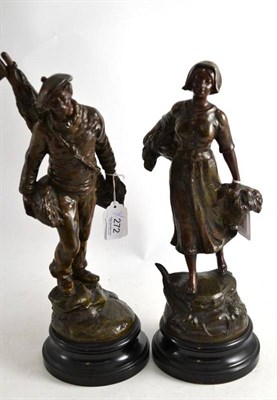 Lot 272 - A pair of spelter figures