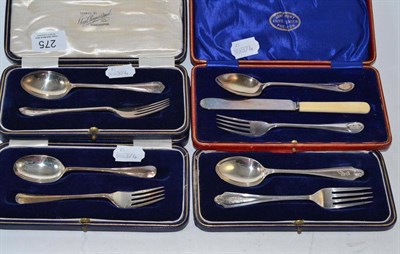 Lot 275 - Four silver Christening sets, cased