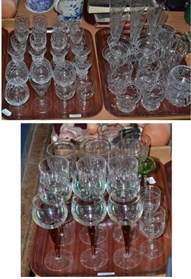 Lot 279 - Three trays and three boxes of assorted crystal and cut glass drinking glasses