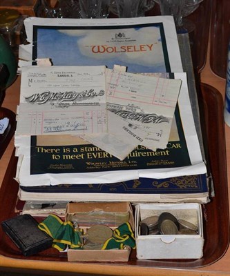 Lot 280 - A collection of ephemera including a trigonometry book (scribbled inside), a miniature OBE,...