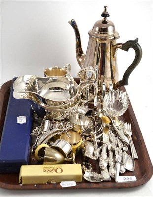 Lot 285 - A quantity of plate including coffee pot, two sauce boats, another and stand, a boxed cake knife, a