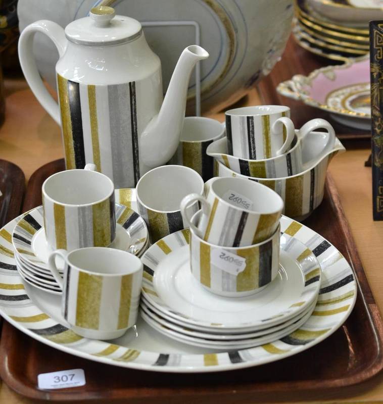 Lot 307 - A Midwinter 'Queensberry Stripe' part service, twenty pieces