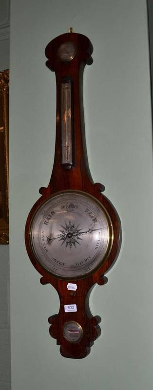 Lot 532 - A 19th century rosewood wheel barometer