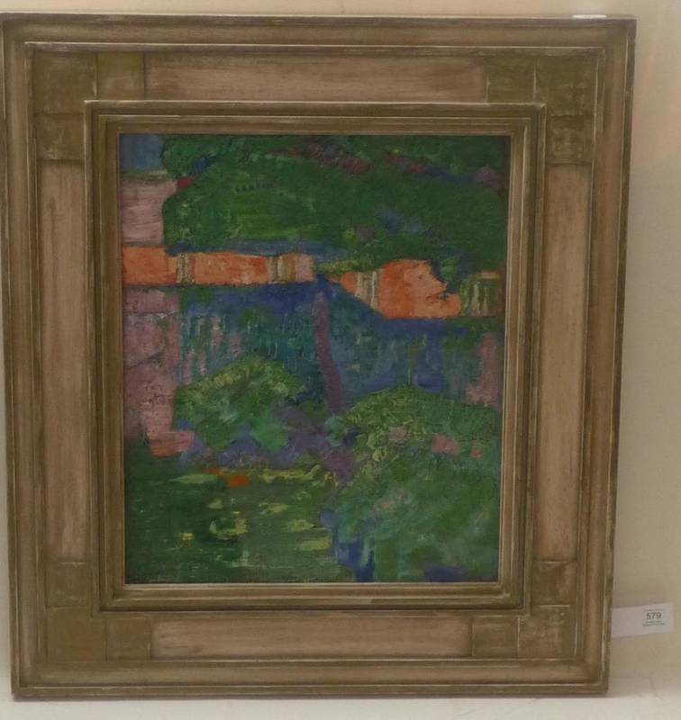 Lot 579 - Alfred Wolmark (1877-1961) A view of a garden Oil on canvas, 43cm by 36cm