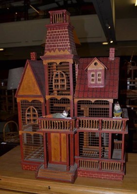 Lot 699 - Decorative painted wooden bird cage