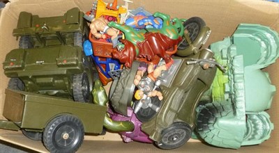 Lot 739 - A collection of toys including Darth Vader carry case of Star Wars figures, Action Man accessories