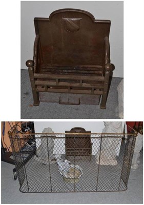 Lot 806 - A brass mounted fire guard and a fire grate