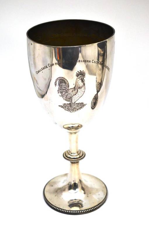 Lot 11 - A Victorian silver cup, London 1896, 'Challenge Cup for White Leghorn Cock or Cockerel'
