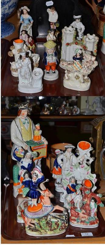 Lot 12 - Two trays of Staffordshire figures