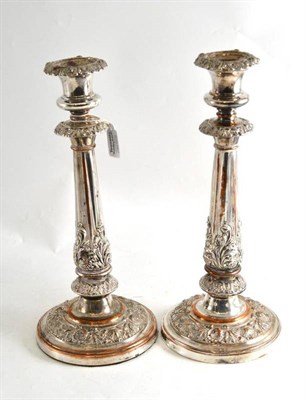 Lot 52 - A pair of Old Sheffield Plate candlesticks by Matthew Boulton