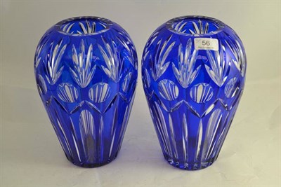 Lot 56 - A pair of 1940's blue glass vases