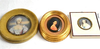 Lot 60 - Three framed portrait miniatures