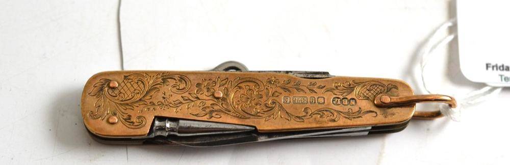 Lot 63 - A 9ct gold penknife