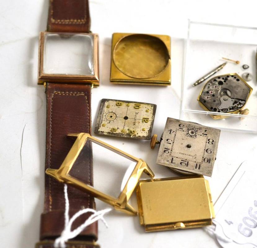 Lot 64 - A gentleman's 9ct gold wristwatch and a 14ct gold Bulova wristwatch (2) (a.f.)
