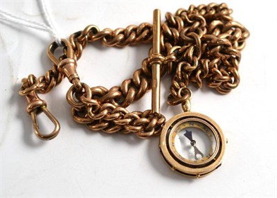 Lot 85 - A 9ct gold fob chain with compass