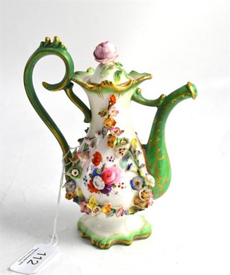 Lot 112 - A Continental flower encrusted perfume ewer