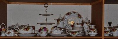 Lot 117 - A large quantity of Royal Albert Old Country Roses pattern tea and dinner wares, cakestand,...
