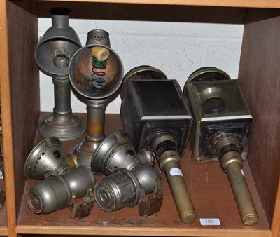 Lot 122 - Pair of carriage lamps, pair of car lamps and two others