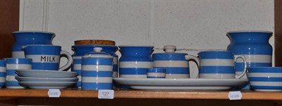 Lot 127 - A quantity of T.G.Green & Co blue and white striped Cornish ware