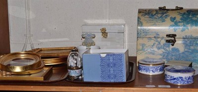 Lot 128 - Quantity of decorative ceramics, egg caskets, Wedgwood, gilt frames, jewellery boxes etc