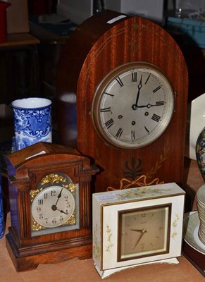 Lot 149 - A chiming table clock - movement stamped Gustav Becker and two mantel timepieces