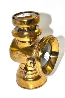 Lot 175 - Brass carbide motor car lamp, Lucas